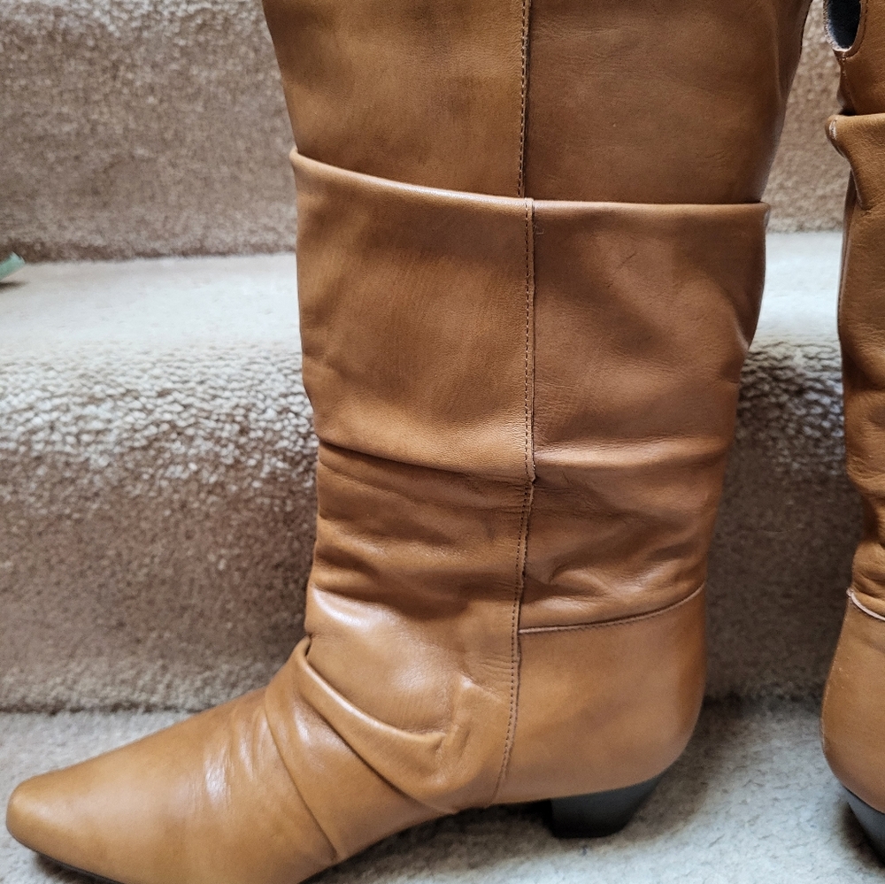 Tan Leather Mid Calf Heeled Boots, Size 39, New! - Picture 4 of 11